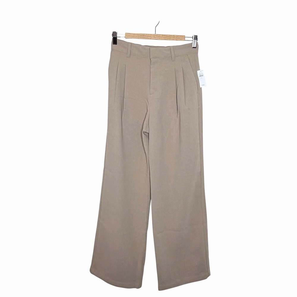 Gap Easy Trouser Pants Khaki Tan Womens Size 4 Wide Leg Pleated High Rise Career